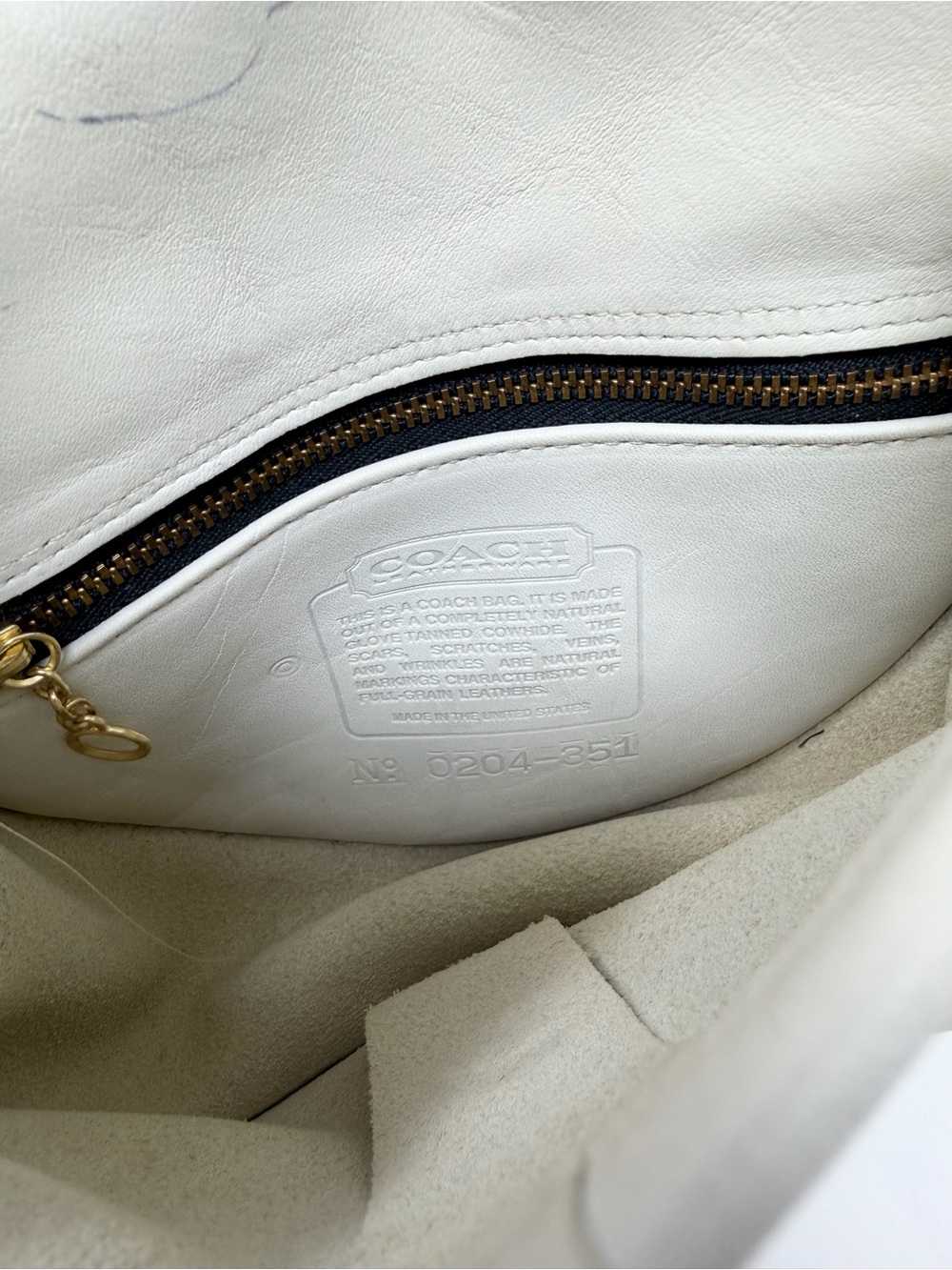 Vintage Coach Casey Crossbody Bag White Bone Leather 0204-351 - Picture 7 of 11